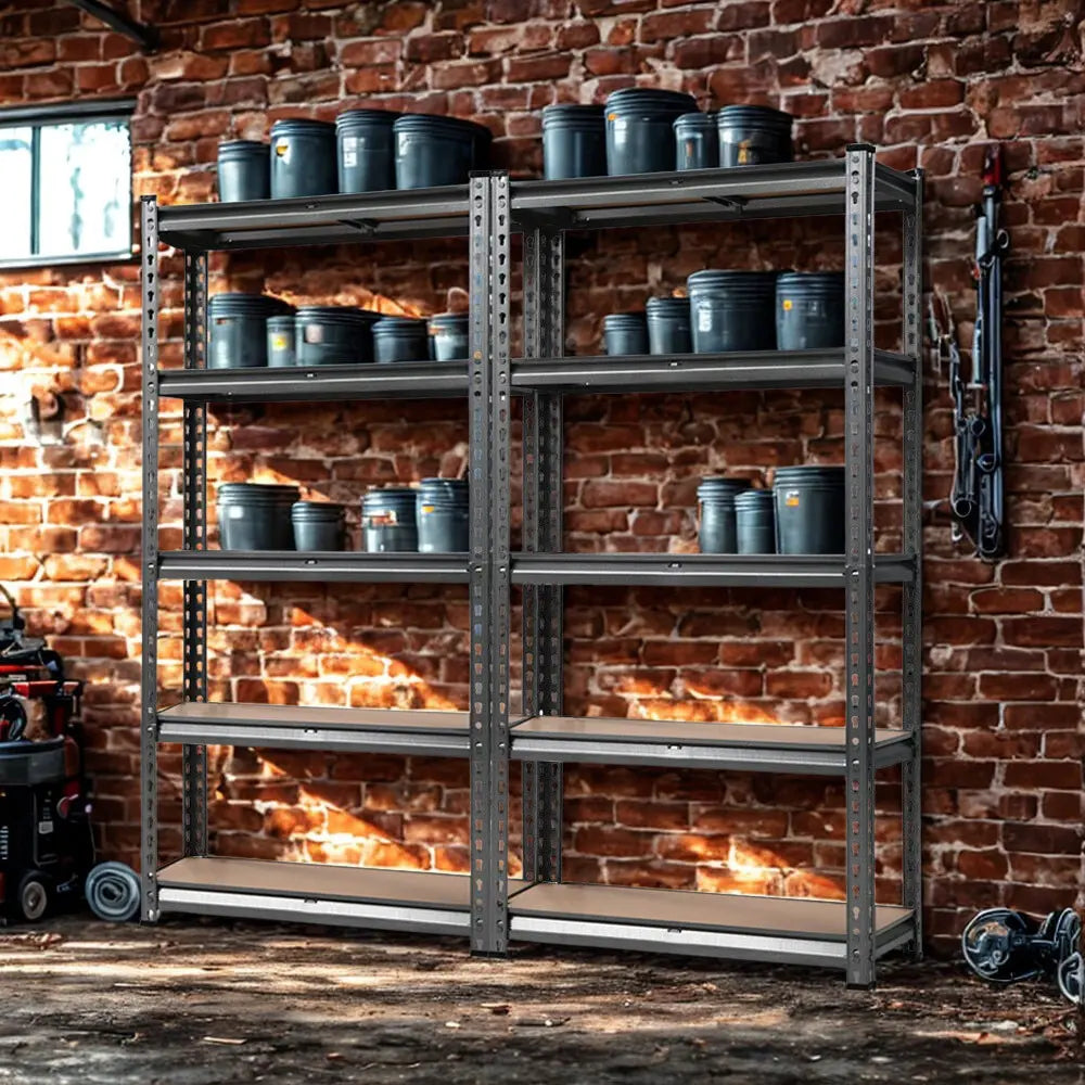 Giantz Heavy-Duty 5-Tier Steel Garage Shelving Rack – 750kg Capacity (2x Pack, 2x1.5m)