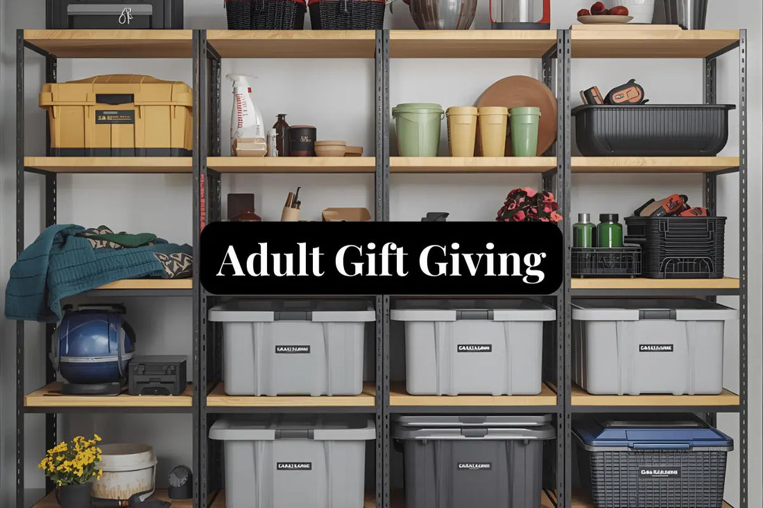 Australian family organising garage with practical storage gift solutions including shelving and outdoor storage boxes