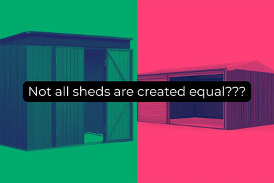 Side-by-side comparison of lightweight DIY garden shed and professional-grade heavy-duty shed showing construction differences and appropriate use cases for Australian homes