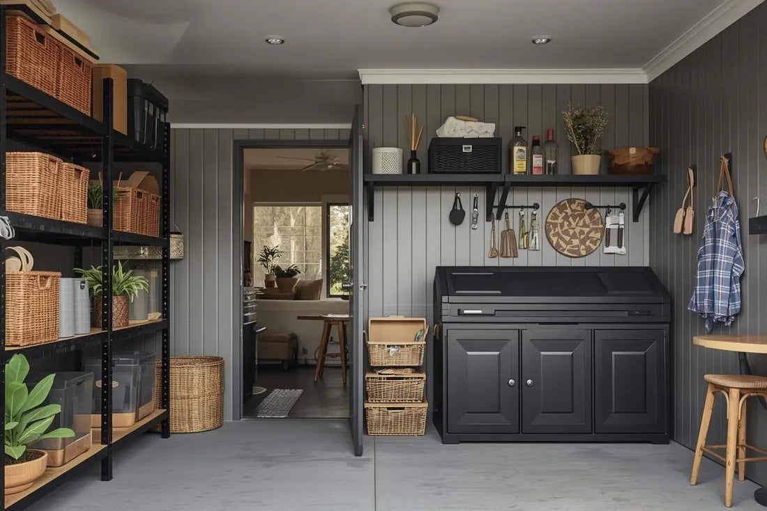 Australian family home with organised garden shed, clear garage and outdoor storage boxes — SmartStorage.au EOFY 2026 storage sale with up to $520 savings