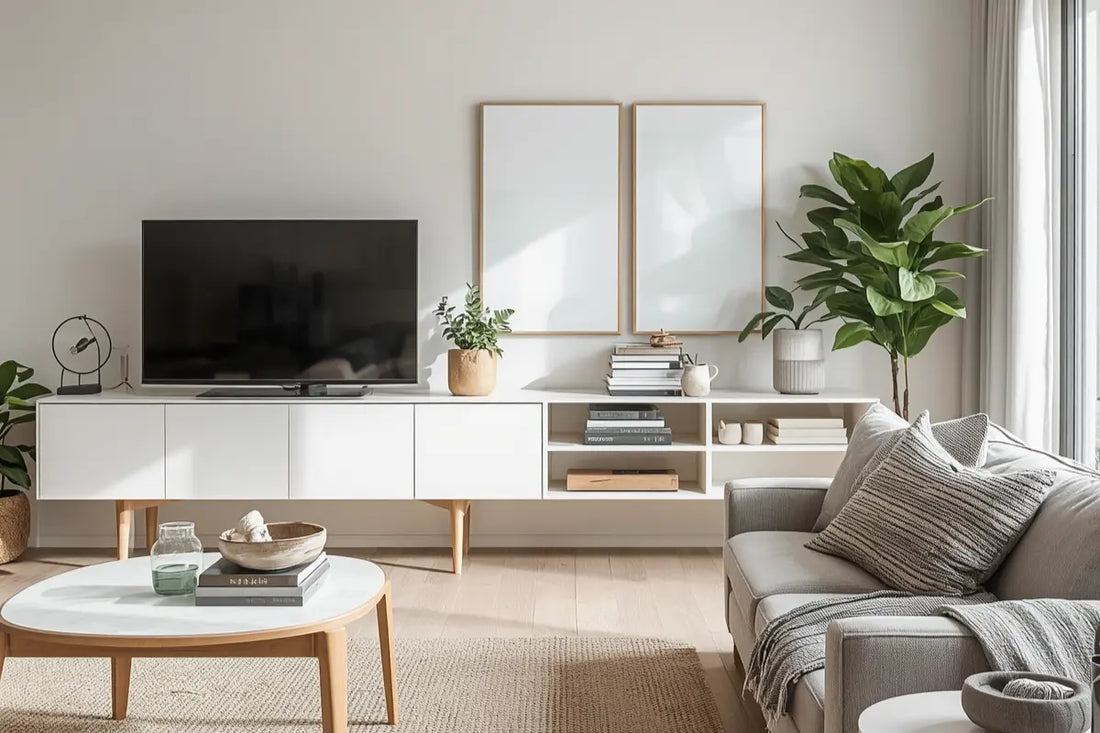 Calm, organised Australian living room with tidy storage, clear surfaces and natural light — showing how a decluttered home improves mental health and wellbeing