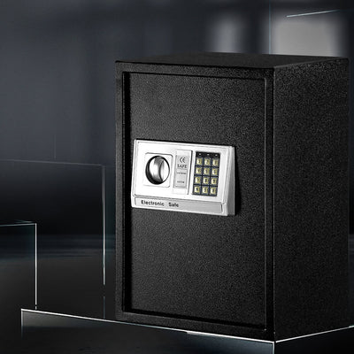 Australian family safely storing important documents and valuables in modern home safe