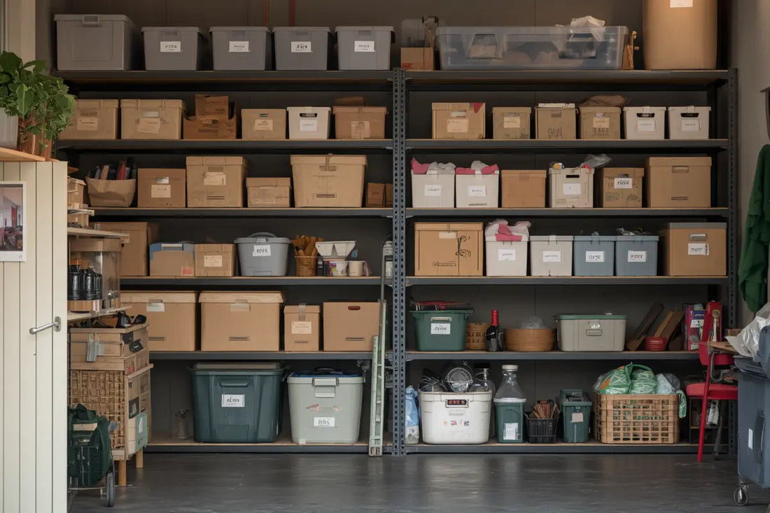 Organised Australian home in winter — garden shed, tidy garage shelving, outdoor storage boxes and neatly stored seasonal items. SmartStorage.au winter storage checklist 2026.
