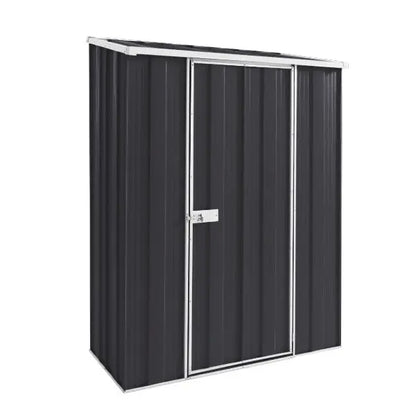 SpanBilt YardStore S42-S compact slimline garden shed in Monolith with skillion roof and lockable door