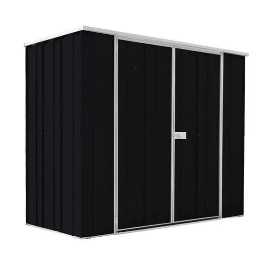 SpanBilt YardStore F63-D slimline garden shed in Monolith with extra-wide double hinged doors for carport storage