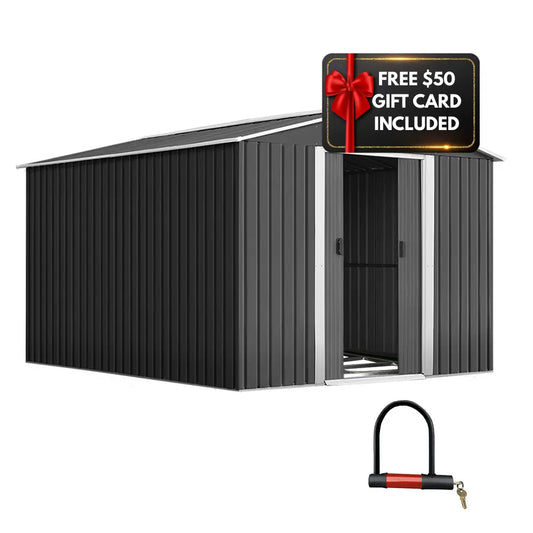 Giantz Garden Shed 2.6x3.9M w/Metal Base Sheds Outdoor Storage Workshop Tool Shelter Sliding Door with free $50 gift voucher