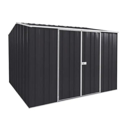 Large 2.8m square SpanBilt YardStore G88-D shed in Monolith with gable roof and double hinged doors