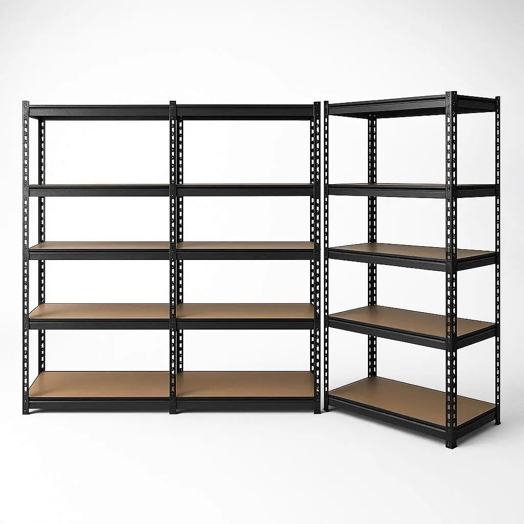 3-pack heavy duty garage shelving 200kg capacity 1.8m tall industrial steel storage system