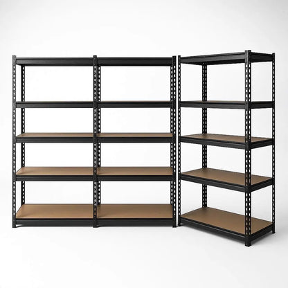 3-pack heavy duty garage shelving 200kg capacity 1.8m tall industrial steel storage system
