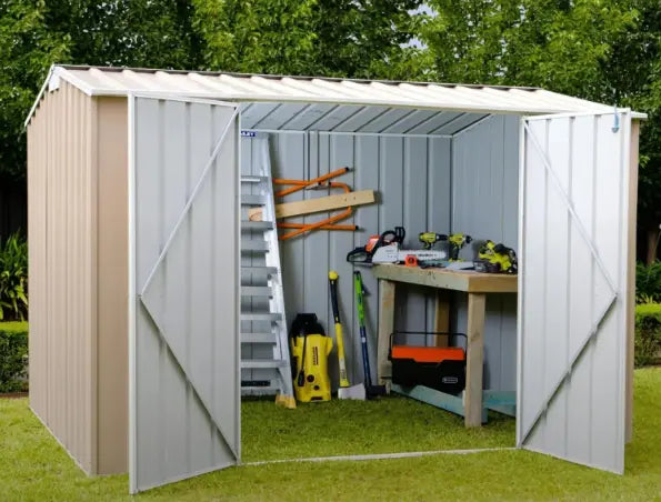 Spacious 9 square metre interior of gable roof storage shed