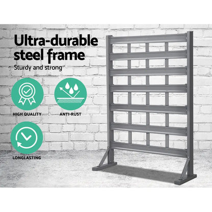 Heavy duty steel frame for freestanding 47-bin tool storage system