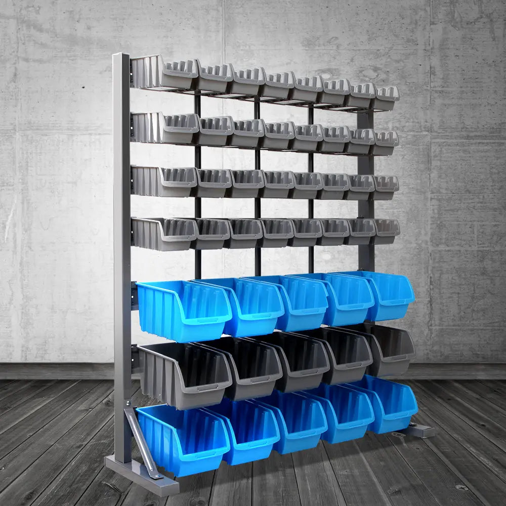 Freestanding Tool Storage Rack | 47 Bin Organizer Steel Stand Australia ...