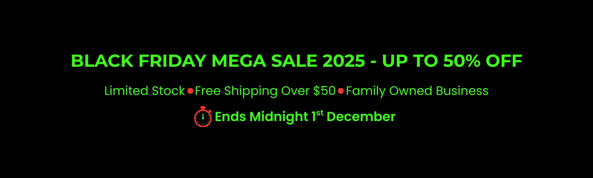 Black Friday Mega Sale - Up to 50% off