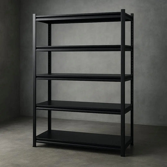 Giantz 5-tier steel garage shelving unit 1.8x1.2m black powder coat workshop rack