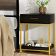 Artiss MASON Bedside Table – Black & Gold Nightstand with Drawer & Shelf | Modern Glam Bedroom Storage