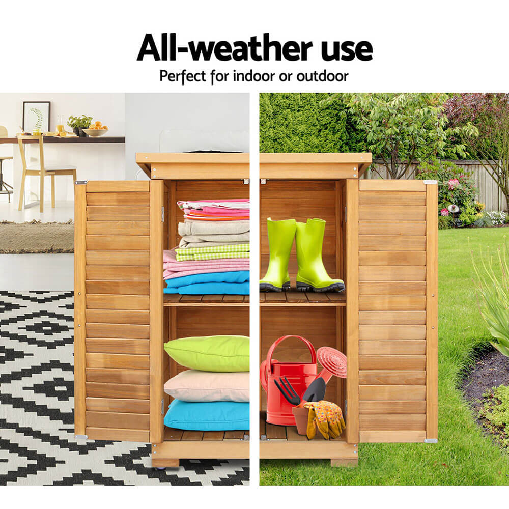 Outdoor Wooden Storage Cabinet – Weatherproof Garden Cupboard with Adjustable Shelf