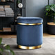 Artiss Velvet Ottoman Foot Stool – Navy Blue Round Tufted Seat with Gold Base