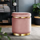 Artiss Velvet Round Ottoman Footstool – Blush Pink, Gold Base, No Assembly Needed