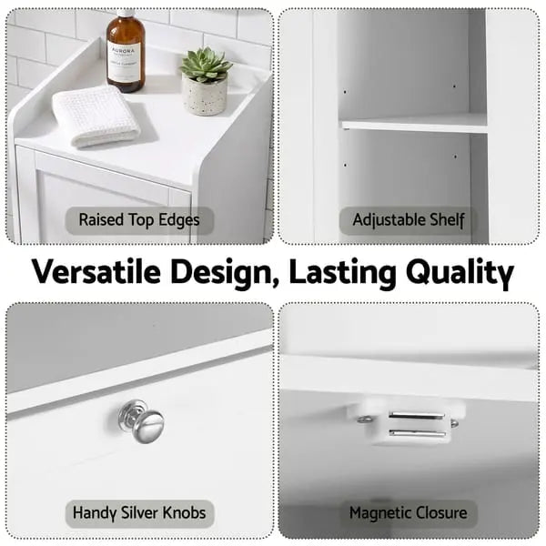 Artiss Tall Bathroom Storage Cabinet with Tilt-Out Laundry Hamper - White, 170cm