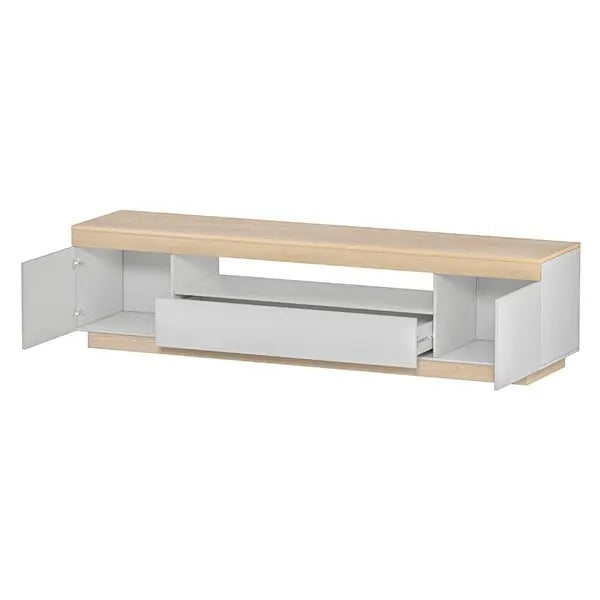 Artiss Lior 180cm entertainment unit white and wood dual-tone 2 cabinets open shelf drawer melamine