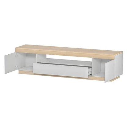 Artiss Lior 180cm entertainment unit white and wood dual-tone 2 cabinets open shelf drawer melamine