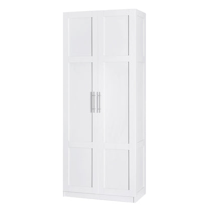 2-Door Tall Buffet Cupboard – White Kitchen Pantry Storage Cabinet (180cm)