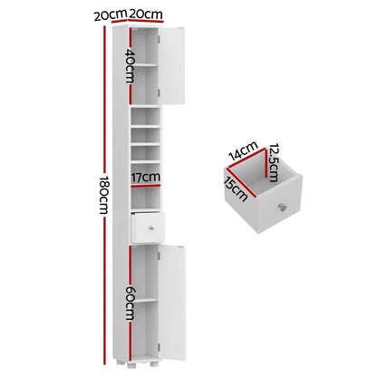 Artiss Bathroom Tower 180cm Tall - Ultra Slim Storage Cabinet Australia
