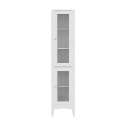 Artiss Bathroom Storage Cabinet 160cm Tall White - Glass Door Cupboard Australia