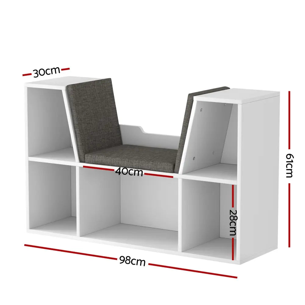 Buy Kids Bookshelf with Storage Seat - Reading Nook & Toy Organiser