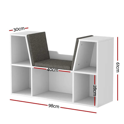 Buy Kids Bookshelf with Storage Seat - Reading Nook & Toy Organiser