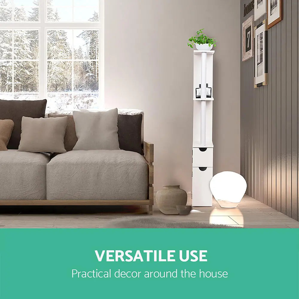 White Bathroom Storage Cabinet 118cm Tall | Over Toilet Organiser