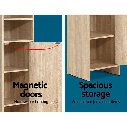 Artiss 185cm Tall Bathroom Cabinet – Wooden Storage Cupboard with 8 Tiers, Oak Finish