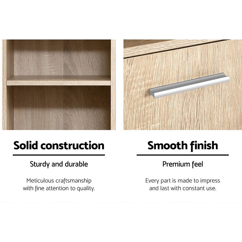 Artiss 185cm Tall Bathroom Cabinet – Wooden Storage Cupboard with 8 Tiers, Oak Finish