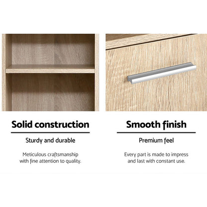 Artiss 185cm Tall Bathroom Cabinet – Wooden Storage Cupboard with 8 Tiers, Oak Finish