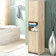 185cm Tall Bathroom Storage Cabinet – Slimline 8-Tier Cupboard (Oak & White)