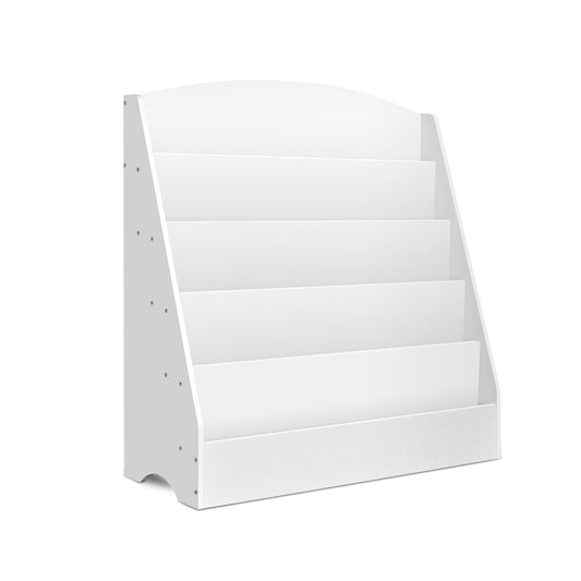 Keezi 5-Tier Kids Bookshelf – White Bookcase Display & Magazine Rack