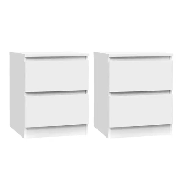 Artiss Pepe white bedside tables set of 2 matching pair 2 drawers handle-free 40x50cm