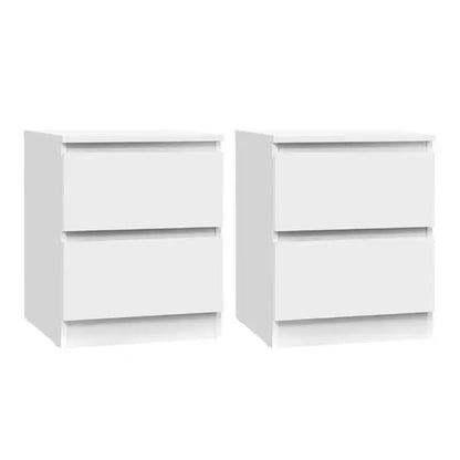 Artiss Pepe white bedside tables set of 2 matching pair 2 drawers handle-free 40x50cm