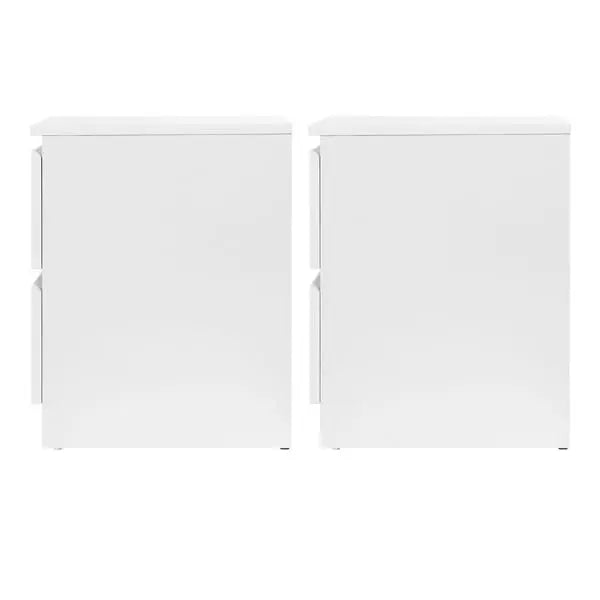 White Bedside Tables Set of 2 - Artiss Pepe 2-Drawer Matching Pair | Modern Handle-Free Design