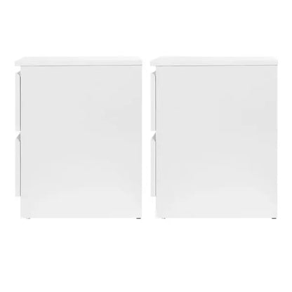 White Bedside Tables Set of 2 - Artiss Pepe 2-Drawer Matching Pair | Modern Handle-Free Design
