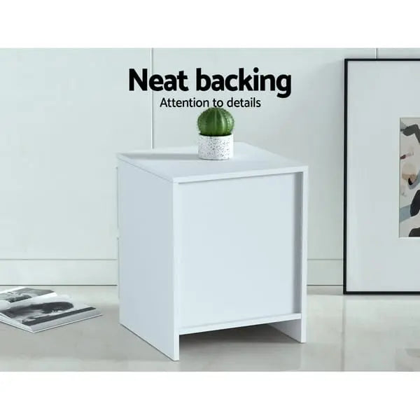 White Bedside Tables Set of 2 - Artiss Pepe 2-Drawer Matching Pair | Modern Handle-Free Design