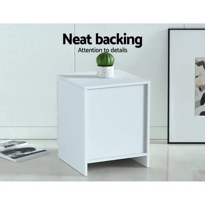White Bedside Tables Set of 2 - Artiss Pepe 2-Drawer Matching Pair | Modern Handle-Free Design