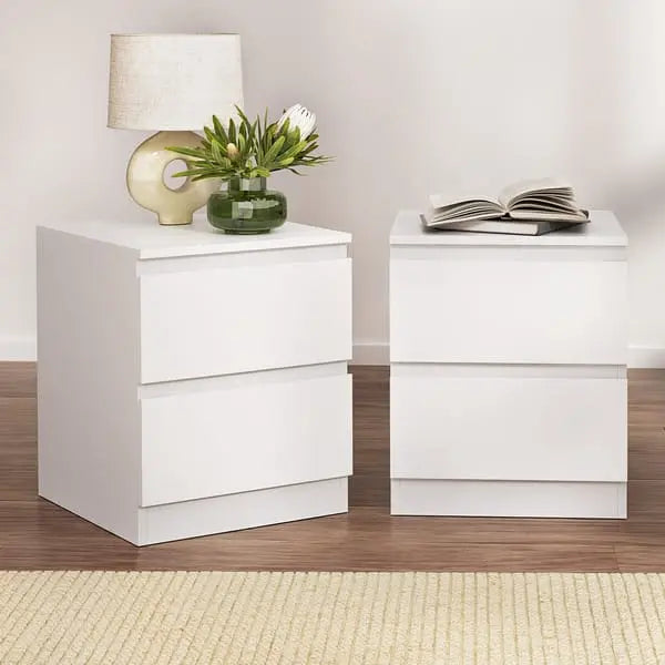 Pair of Artiss Pepe white bedside tables in kids bedroom or teenagers room matching set storage