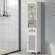 161cm White Bathroom Storage Cabinet with Rattan Panels