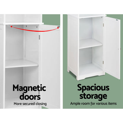 Artiss 160cm Tall Bathroom Cabinet – White Storage with Shelves & Cupboard