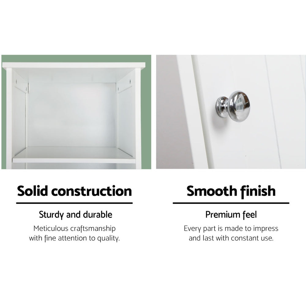 Artiss 160cm Tall Bathroom Cabinet – White Storage with Shelves & Cupboard