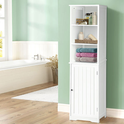 Artiss 160cm Tall Bathroom Cabinet – White Storage with Shelves & Cupboard