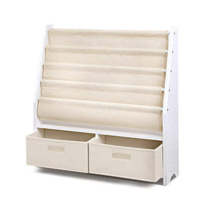 Kids Bookshelf with Storage Bins | 4 Tier Children's Book Organiser & Toy Storage