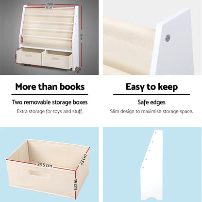 Smooth rounded edges and child safe paint on kids book organizer