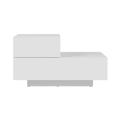 LED Bedside Table with 2 Drawers White - REMI Remote Control Nightstand